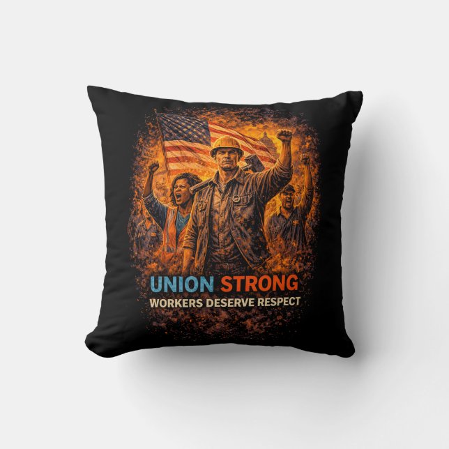 Union Strong Rising Throw Pillow (Front)