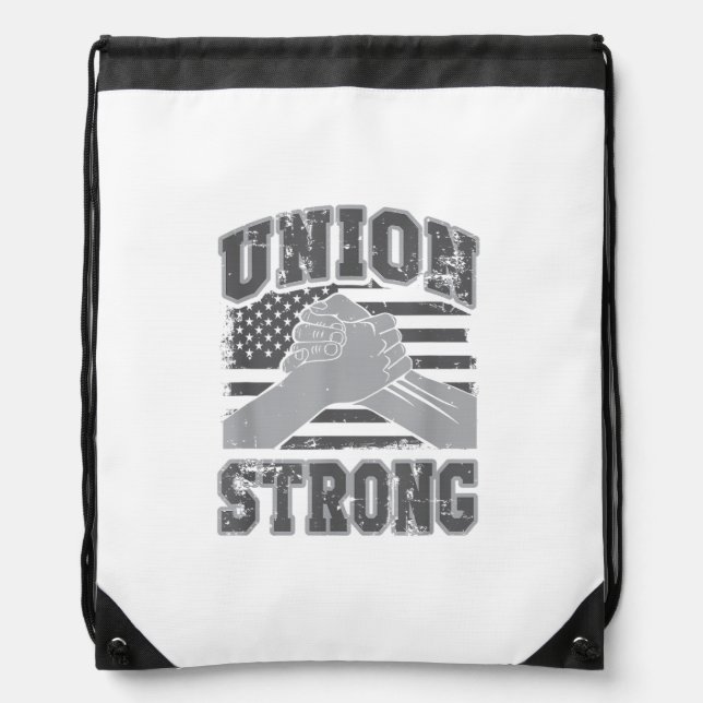 Union Strong -  Union Worker - Labor Day Drawstring Bag (Front)