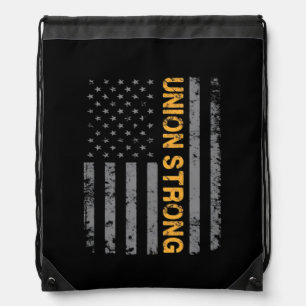 Union Strong With American Flag Classic Drawstring Bag