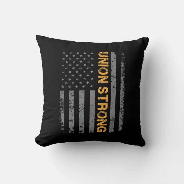 Union Strong With American Flag Classic Throw Pillow (Front)