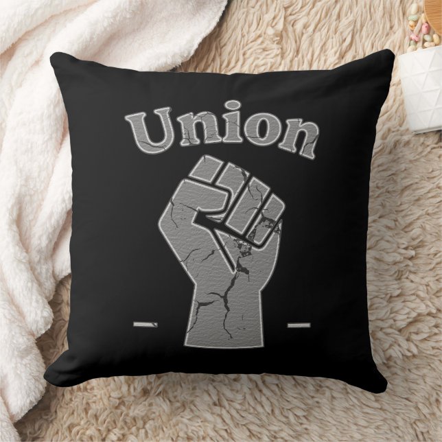 Union Strong Worker Fist Simple Design Throw Pillow (Blanket)
