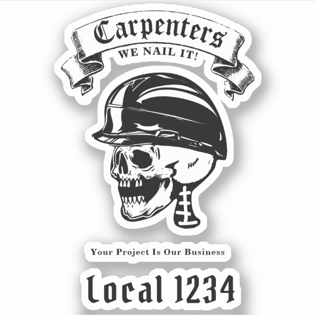 Union Trade Custom Name Hard Hat Skull Logo Sticker (Front)