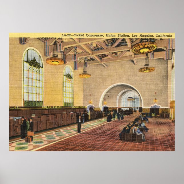Union Train Station, Los Angeles Vintage Poster (Front)