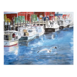 Union Wharf Watercolor Postcard