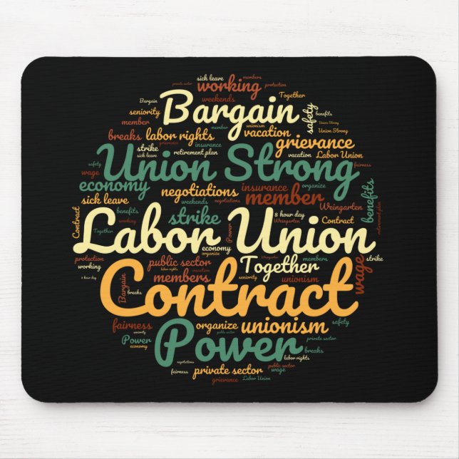 Union Word Cloud Circle Mouse Pad (Front)