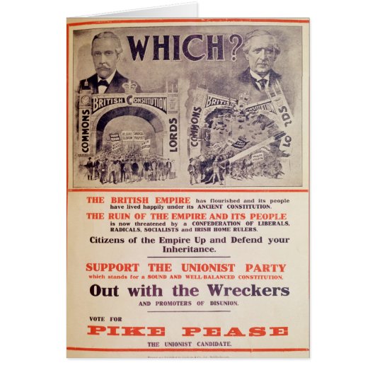 Unionist Party Poster for British General Cards (Front)