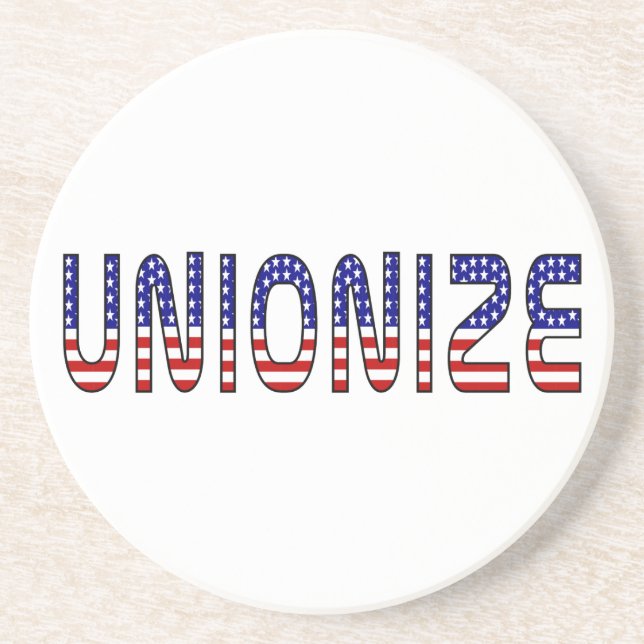 Unionize in USA Flag Colors Coaster (Front)