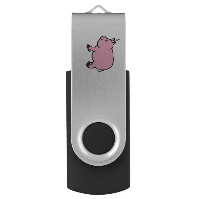 Unipig,  Pink Pig,16 GB, Black USB Flash Drive (Back (Vertical))