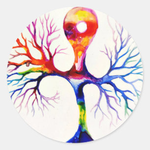 Unipolar neuron classic round sticker