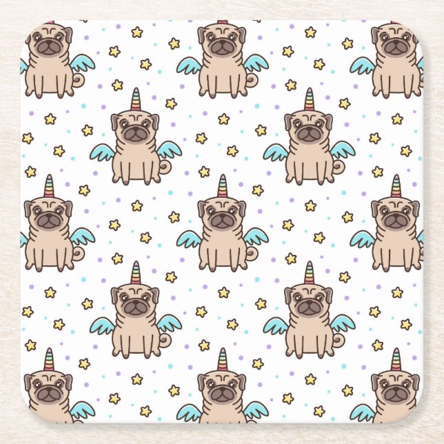 Unipug Pattern Square Paper Coaster (Front)