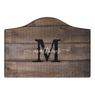 Uniqe Rustic Farmhouse Monogram Script Custom Door Sign