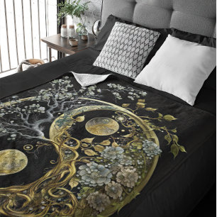 Uniqie Intricate Modern Design Yin and Yang Fleece Blanket