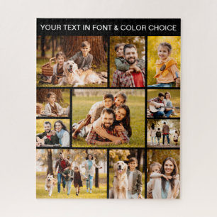Unique 11 Photo Collage Simple Text Jigsaw Puzzle