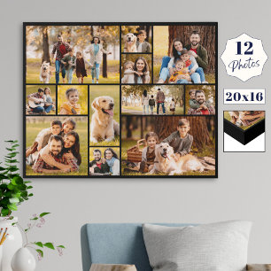 Unique 12 Photo Collage Minimalist Simple Faux Canvas Print