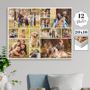 Unique 12 Photo Collage Minimalist Simple Faux Canvas Print