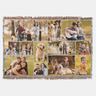 Unique 12 Photo Collage Minimalist Simple Throw Blanket