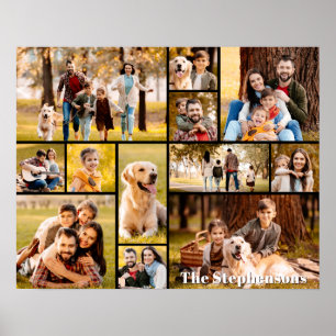 Unique 12 Photo Collage Name Simple Poster