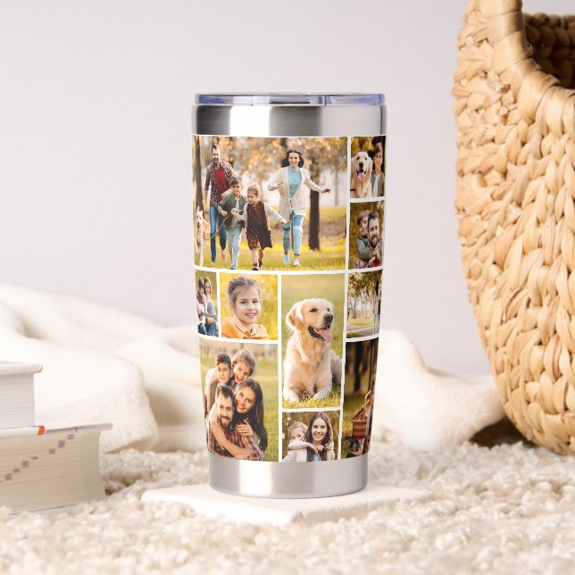 Unique 17 Photo Collage Minimalist Simple Insulated Tumbler (Living Room (Rotated))