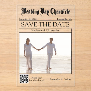 Unique 1 Photo QR Code Newspaper Save the Date