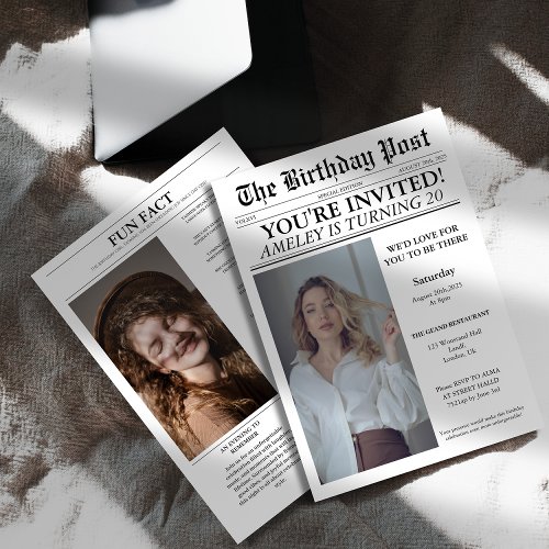 Unique 20th Birthday party Newspaper Cover Photo