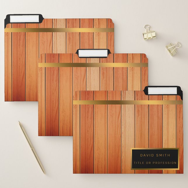 Unique 2in1 Gold Luxury Wood Business Card & File Folder (Set)
