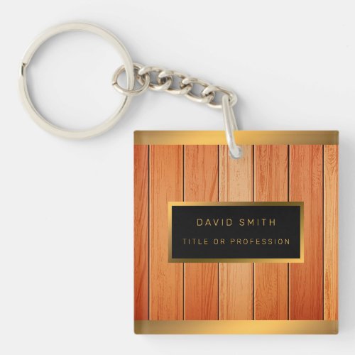 Unique 2in1 Gold Luxury Wood Business Card  Keychain