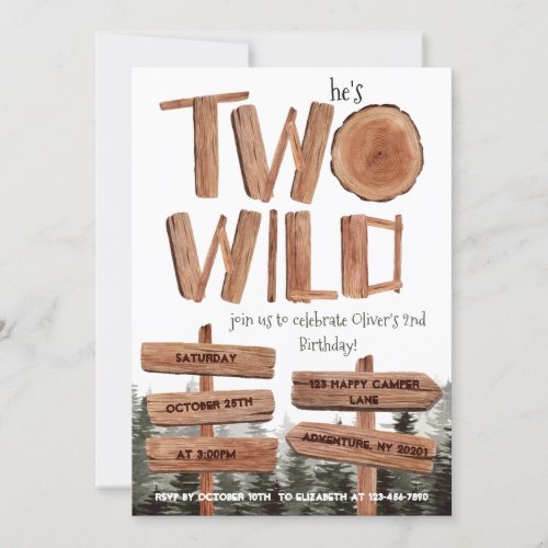 Unique 2nd Birthday Two Wild Watercolor Woodland 