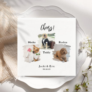 Unique 3 Photos Cheers Pet Cat Dog Wedding  Napkins