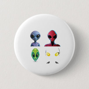 Unique 3D Alien Face Design Button