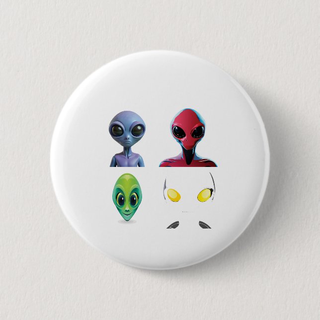 Unique 3D Alien Face Design Button (Front)