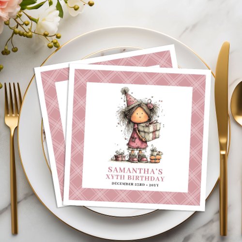 Unique 3rd Birthday Girl Quirky Funny Whimsical Paper Dinner Napkins