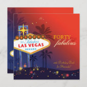 Unique 40th Las Vegas Birthday Party Invitation (Front/Back)