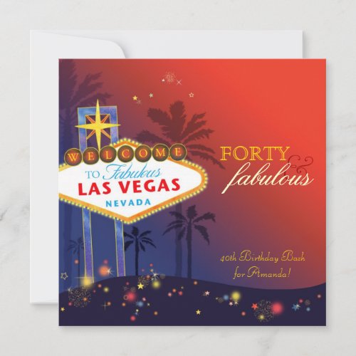Unique 40th Las Vegas Birthday Party Invitations
