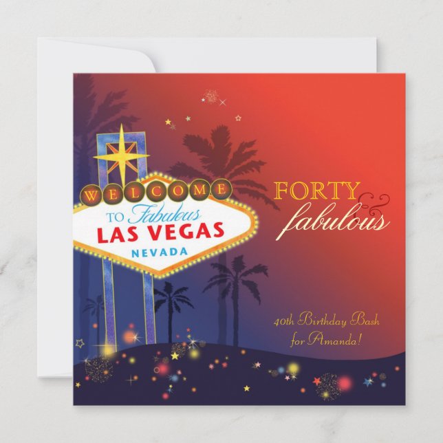 Unique 40th Las Vegas Birthday Party Invitation (Front)