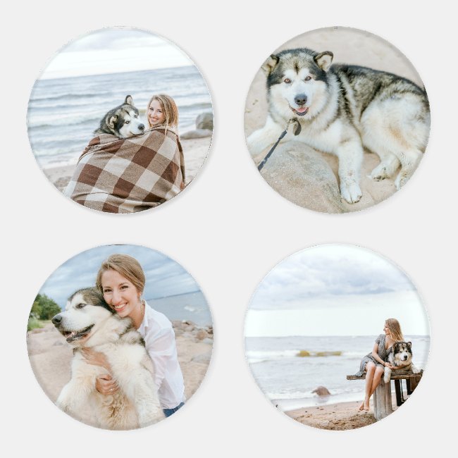 Unique  4 Photo Template Create Your Own Picture Coaster Set