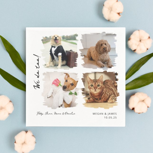 Unique 4 Photos We Do Too Pet Cats Dogs Wedding  Napkins (Creator Uploaded)