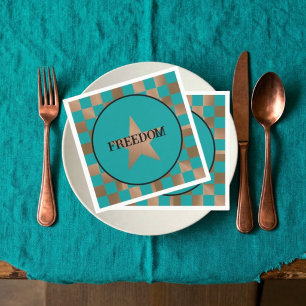 Unique 4th of July Patriotic Copper & Turquoise  Napkins