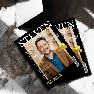 Unique 50th Birthday Custom Photo Magazine Cover Invitation