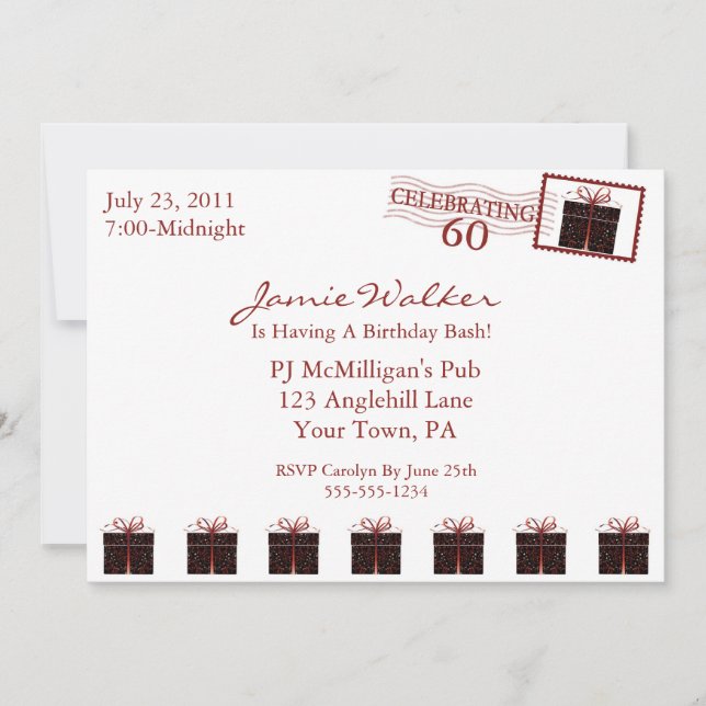 Unique 60th Birthday Party Invitation (Front)
