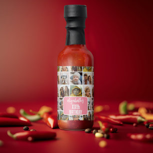 Unique 6 Photo Collage - Happy Birthday Pink Hot Sauces