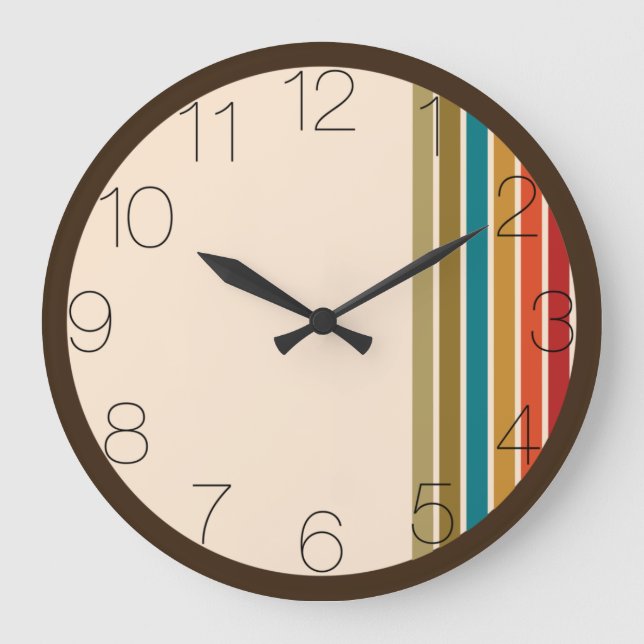 Unique 70's Coloured Stripe Wall Clock (Front)