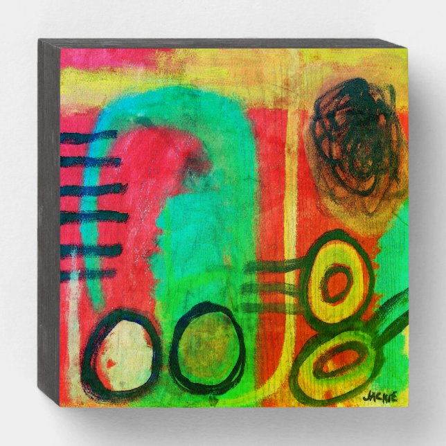 Unique Abstract Acrylic Painting Wooden Box Sign (Front Horizontal)