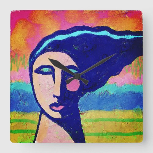 Unique Abstract Art Square Wall Clock