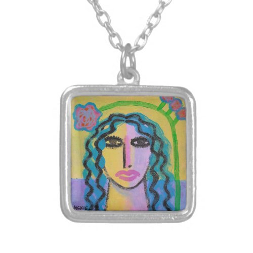 Unique Abstract Art to Wear Silver Plated Necklace