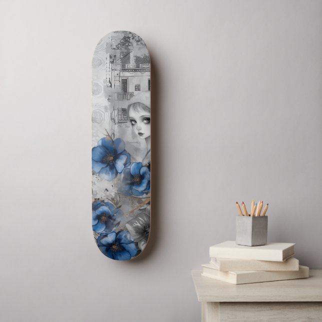 Unique Abstract Artistic Grunge Floral Skate Deck (Wall Art)