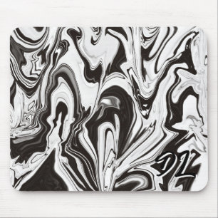 Unique Abstract B&W Marble Liquid  Mousepad