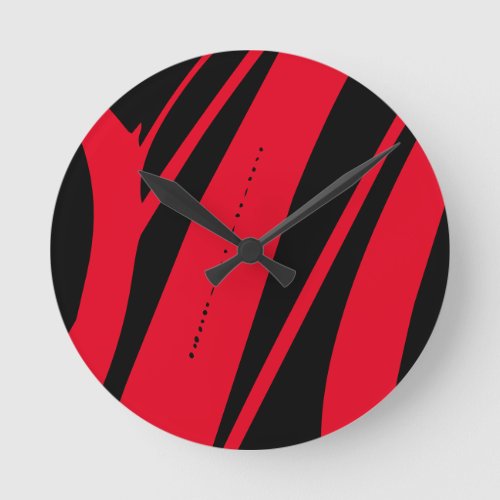 Unique Abstract Black Red Contemporary Art Wall Round Clock
