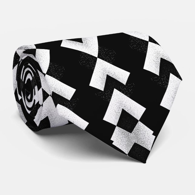 Unique Abstract Black White Optical Illusion  Neck Tie (Rolled)