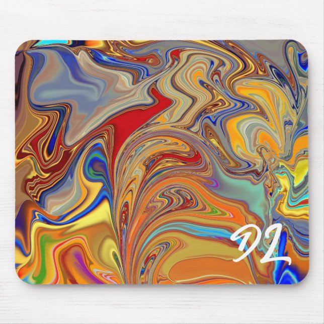 Unique Abstract Colorful Marble Liquid  Mousepad (Front)