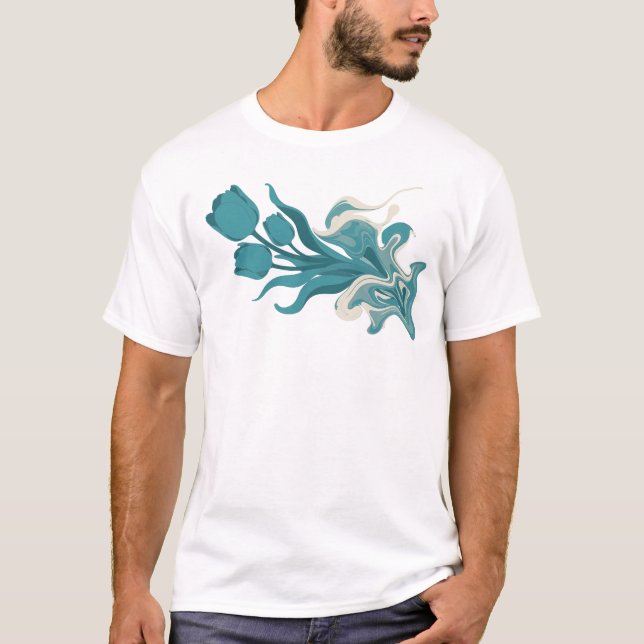 Unique ABSTRACT FLOWER Statement Design T-Shirt (Front)